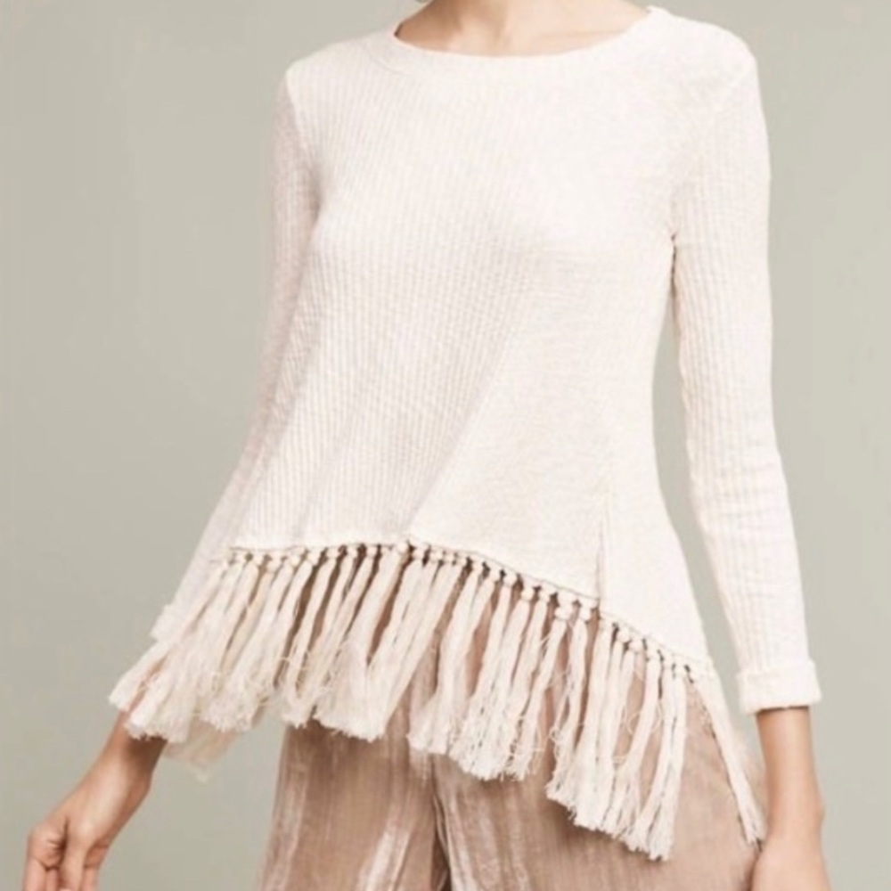 Anthropologie Eri + Ari tassel fringe sweater